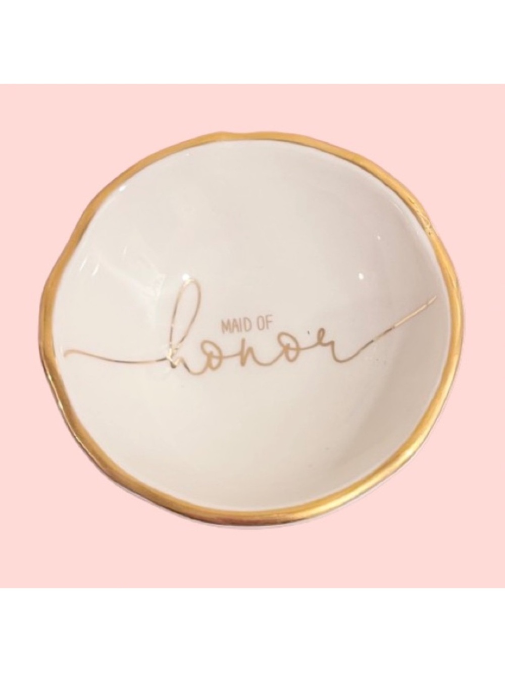 🆕- SANTA BARBARA DESIGN-
"MAID OF HONOR" GOLD RIM JEWELRY/TRINKET DISH.